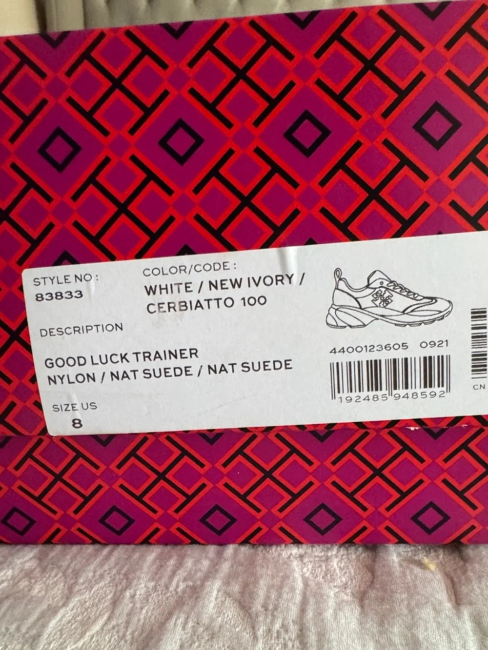 Tory Burch White and Taupe Suede-Accent Sneakers - Picture 2 of 5